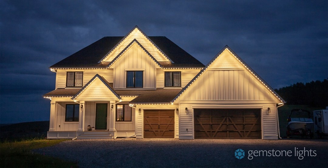 A home with warm LED exterior architectural lighting.