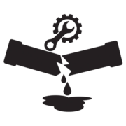 An illustration of a broken pipe leaking water.