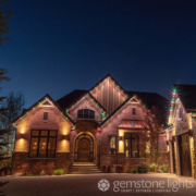 A house decorated with GemStone permanent lights as Christmas lights.