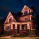 A home using GemStone permanent lights as outdoor Halloween lighting.